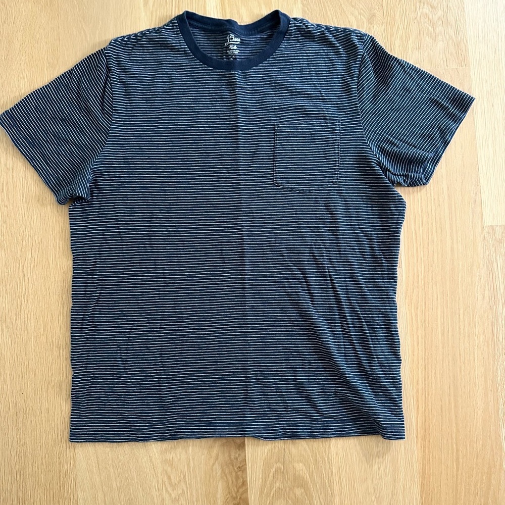 J. Crew Navy Striped Short Sleeve Tee